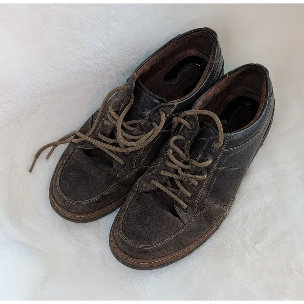 Brown Leather Steel Toe Work Oxford Shoes - Chunky Gorpcore Retro Grunge Low Top